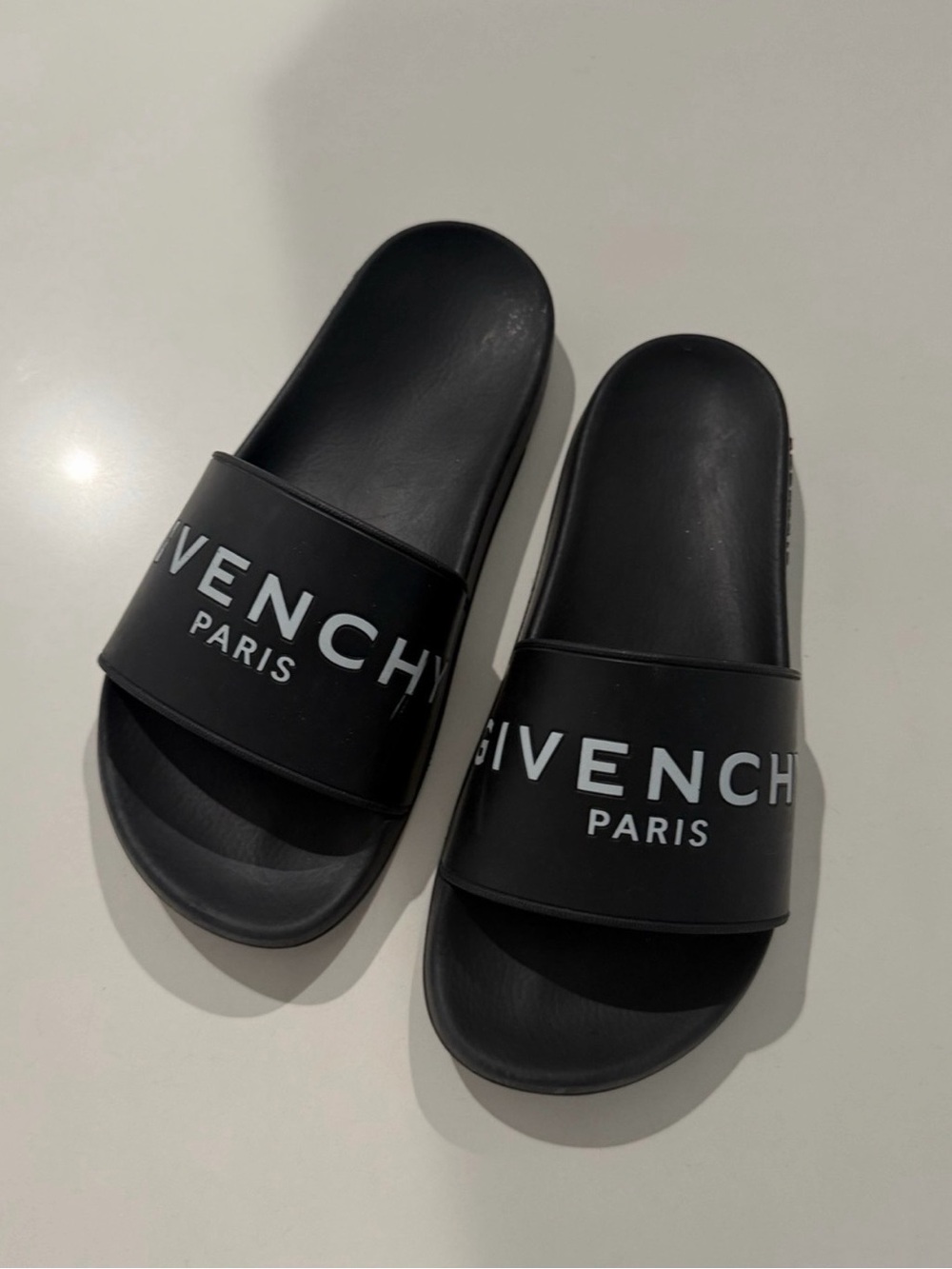Givenchy Black Slide Sandals with White Logo